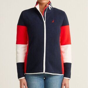 Nautica Navy Red & White Sherpa Fleece Lined Jacket